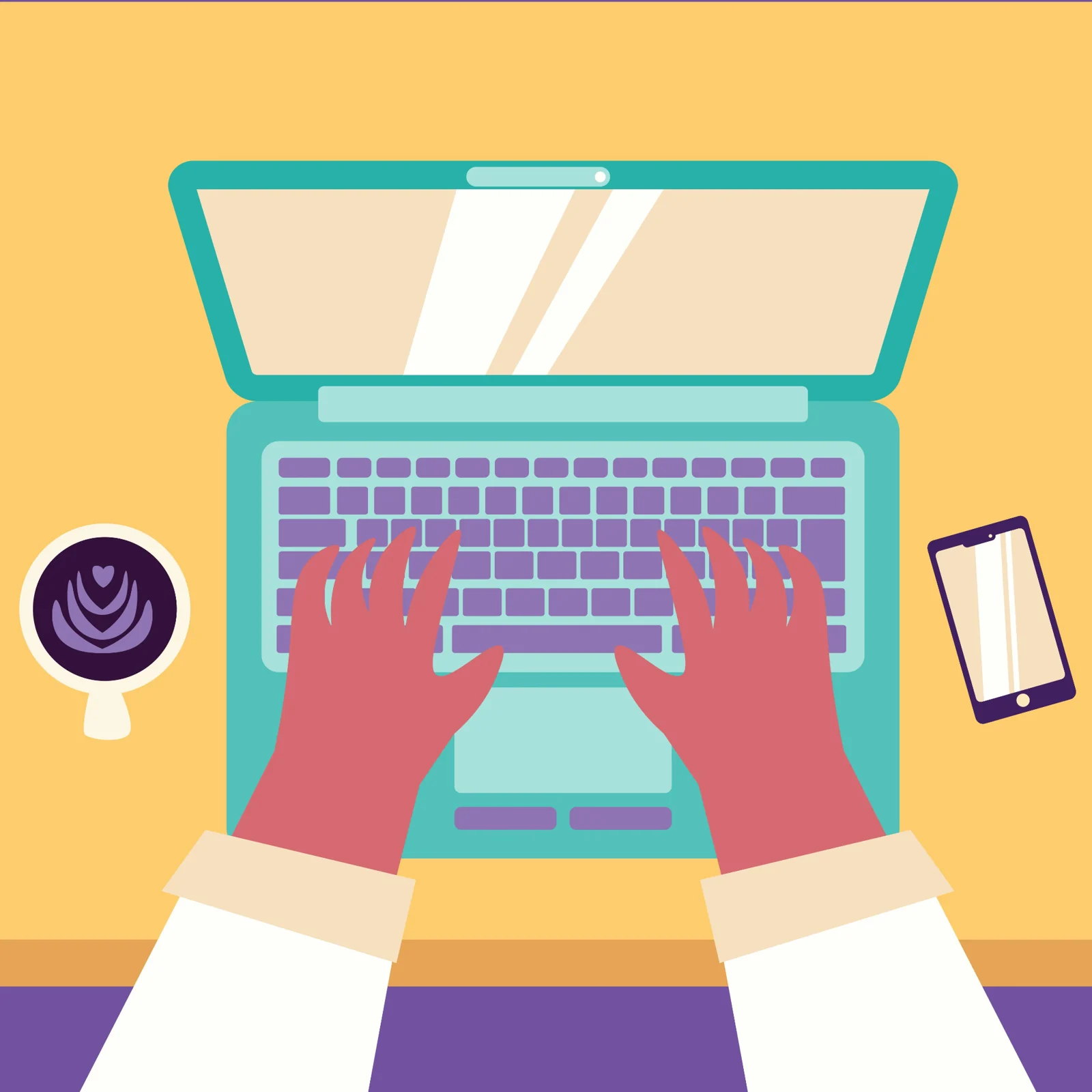 Illustration mit Laptop und Smartphone für digitale Content-Erstellung
